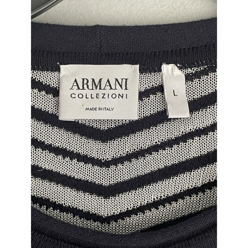 Armani Collezioni Italy Striped Navy White Top Women's L Long Sleeve Pullover - Picture 4 of 16